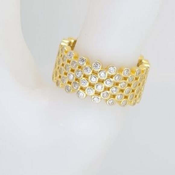 18K Yellow Gold Plated 925 ss 4.60cttw Diamond Simulant Eternity Ring Size 9 1/2 - Picture 8 of 10